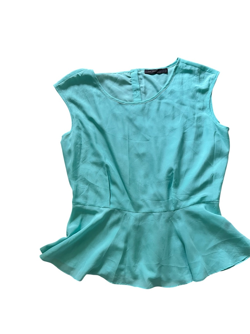 The Limited Aqua Peplum Shell Top